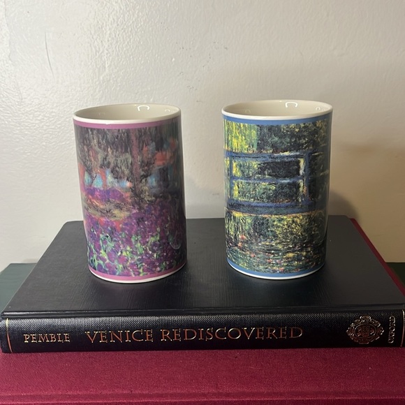 Pair of Dunoon Stoneware Claude Monet Inspired Coffee Tea Mugs Scotland - Picture 4 of 6